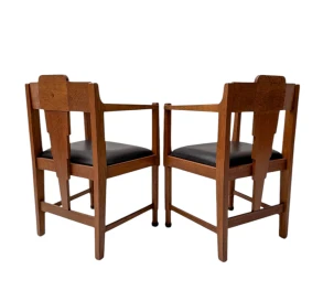 Two Art Deco Amsterdamse School Armchairs, by Frits Spanjaard, 1920s